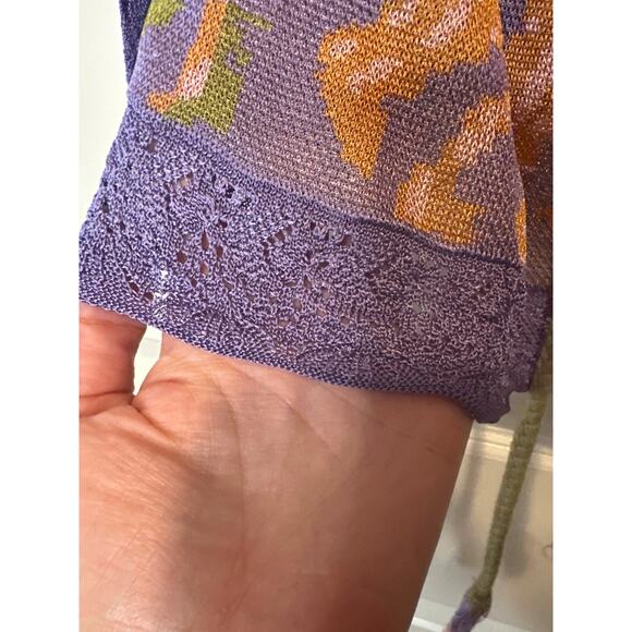 Anthropologie NWT Purple Flounce Knit Tassel Tie Strap Cropped Tank Top Sz Large - Picture 9 of 12